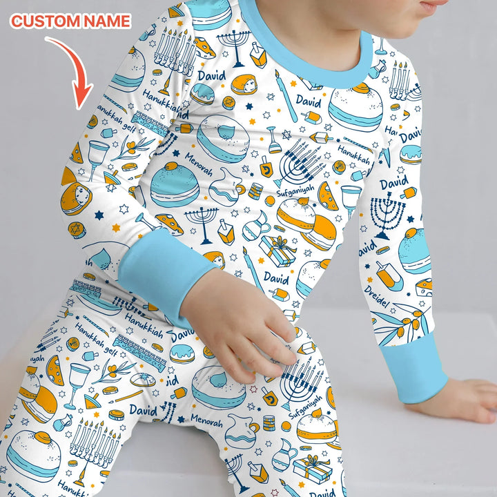 Zweiteiliges Langarm-Pyjama-Set mit Sommerfrüchten