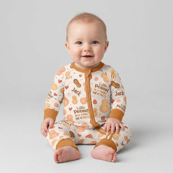 Custom Name Little Peanut In A Family Full Of Nuts Bamboo Convertible Zippy