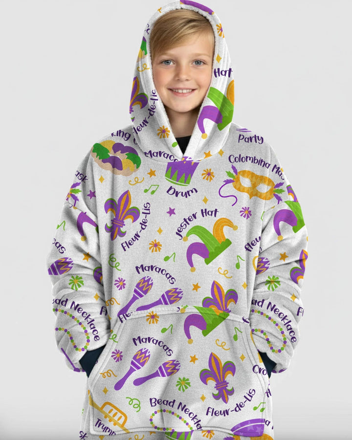 Mardi Gras Familien-Partnerlook Bambus-Deckenhoodie