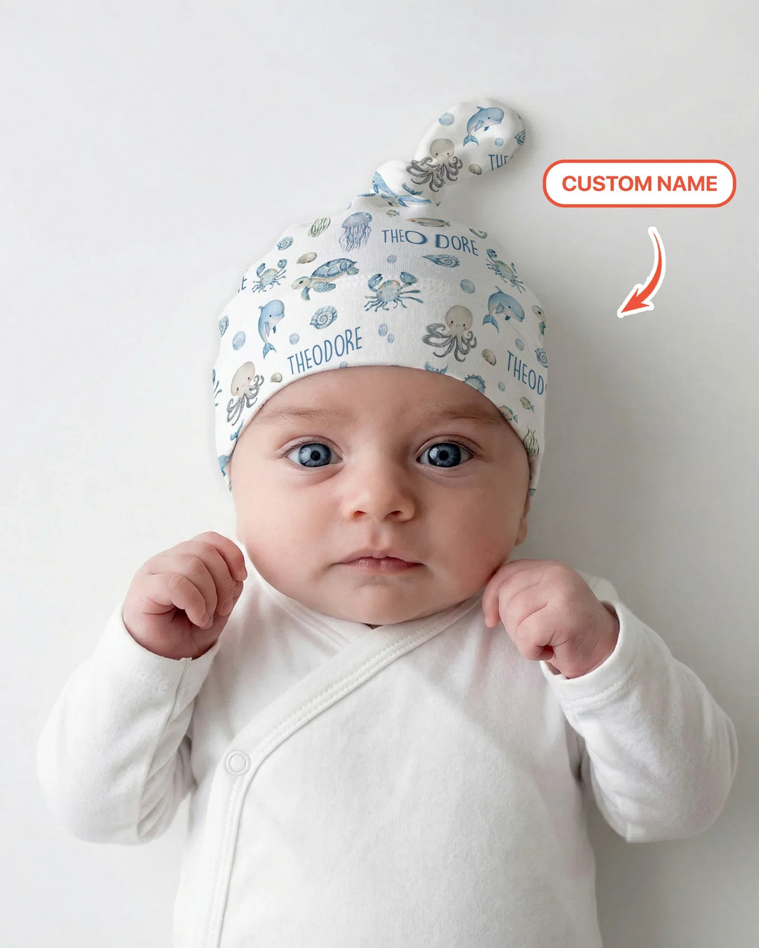 Custom Name Ocean Friends Bamboo Knotted Hat