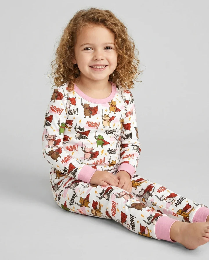 Zweiteiliges Langarm-Pyjama-Set mit Sommerfrüchten
