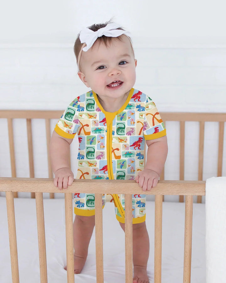 Rainbow Dino Friends Family Matching Bamboo Shorty Zippy