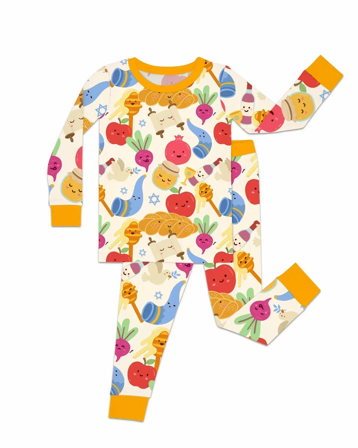 Zweiteiliges Langarm-Pyjama-Set mit Sommerfrüchten