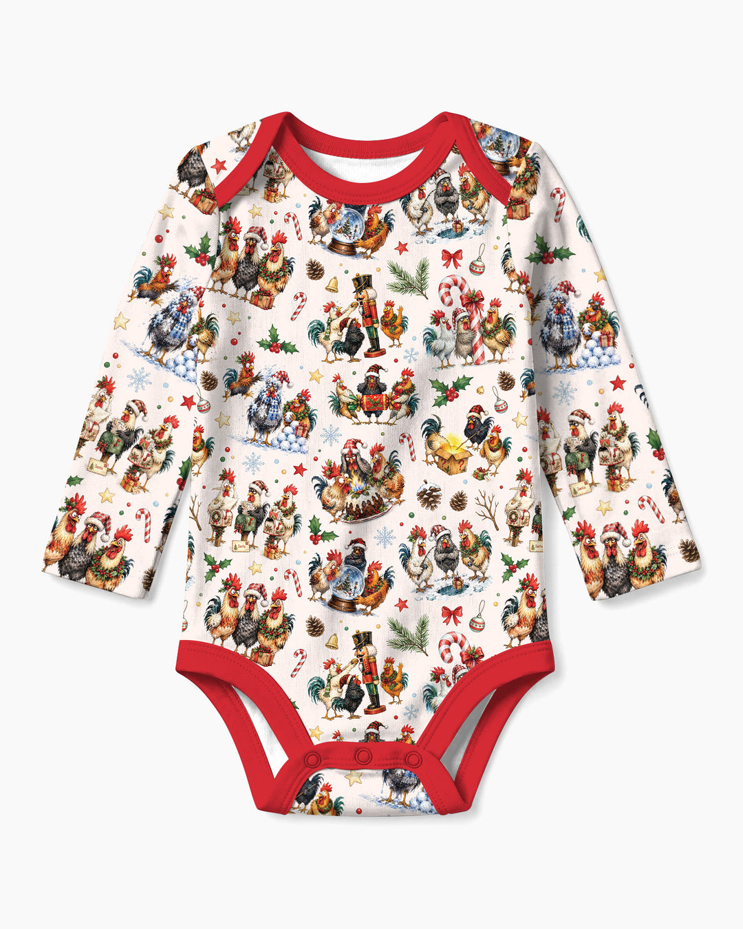 Funny Roosters On Christmas Bamboo Bodysuit