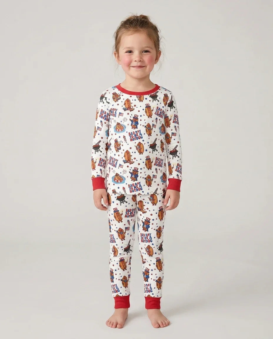 Zweiteiliges Langarm-Pyjama-Set mit Sommerfrüchten