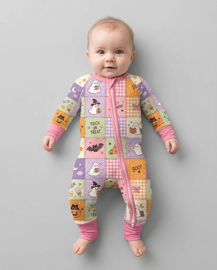 Cute Halloween Trick Or Treat Patchwork Bamboo Convertible Zippy