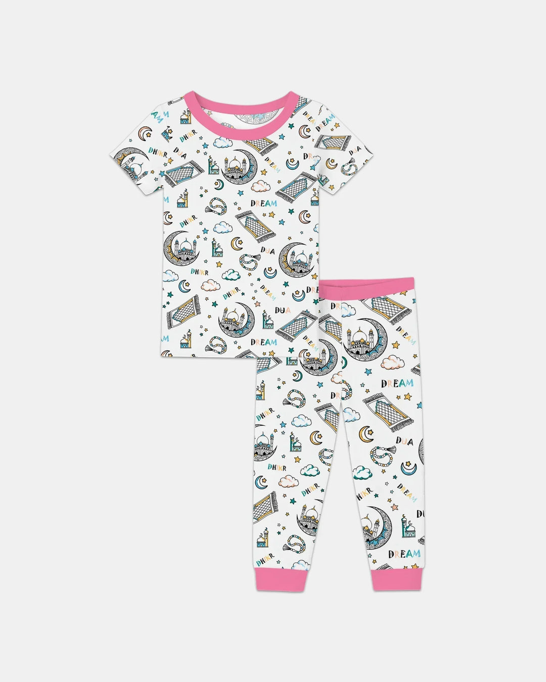 Dua, Dhikr, Dream Matching Family Bamboo Two Piece Short Sleeve Pajama Set