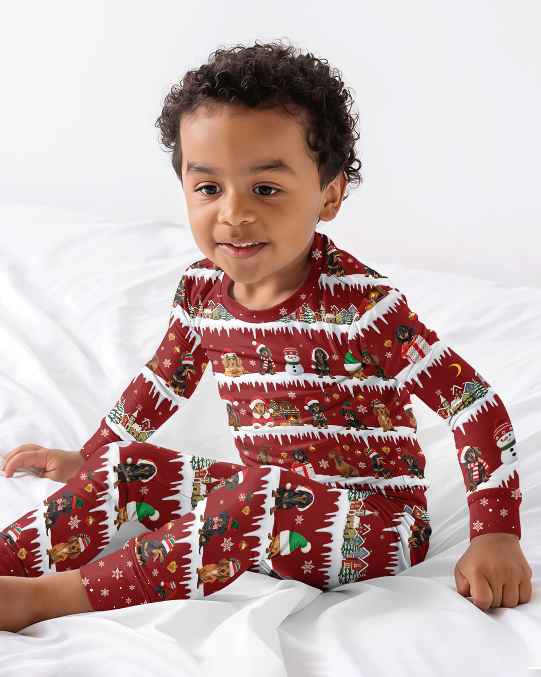 Dachshund Through The Snow Bamboo Two Piece Long Sleeve Pajama Set