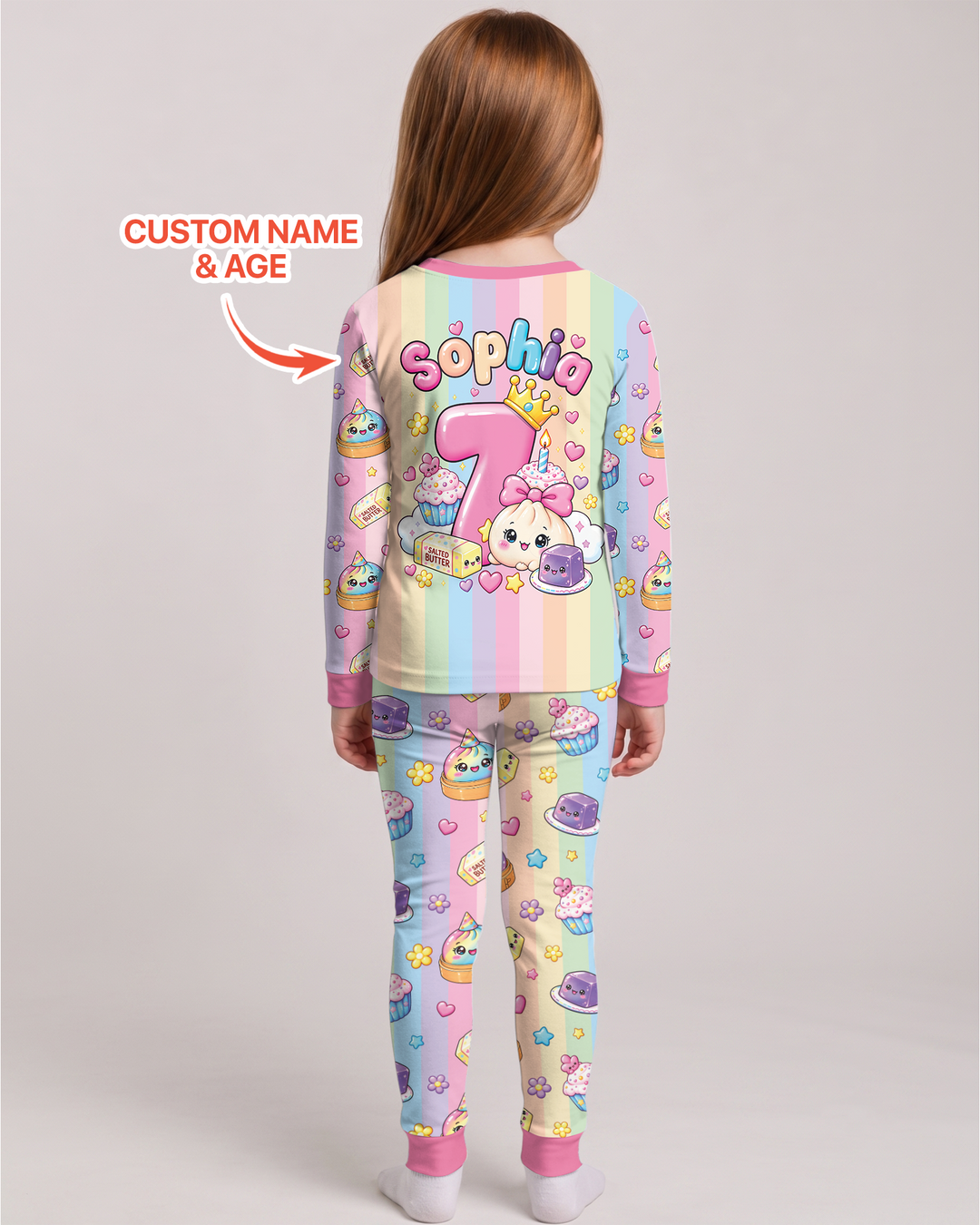 Personalized Squishy Party Birthday Girl Bamboo Two Piece Long Sleeve Pajama Set