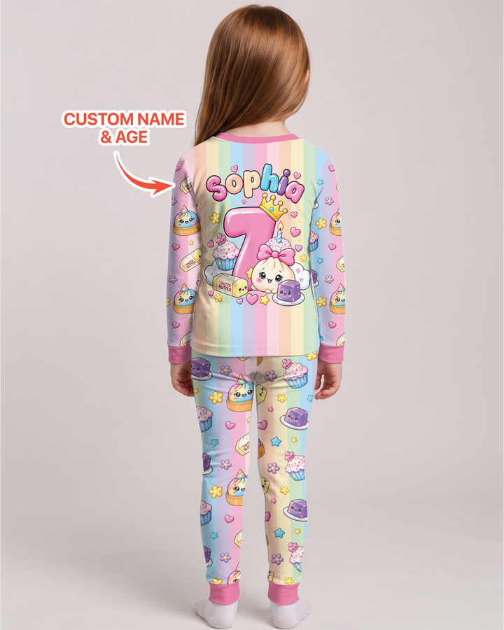 Personalized Squishy Party Birthday Girl Bamboo Two Piece Long Sleeve Pajama Set