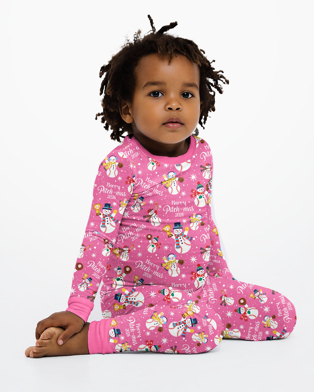 Baseball Christmas Non-custom version Bamboo Two Piece Long Sleeve Pajama Set
