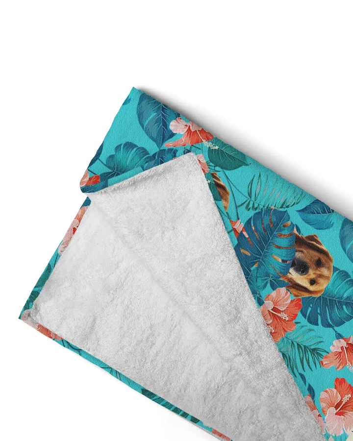 Hawaiian Custom Photo Dog Bamboo Beach Towel