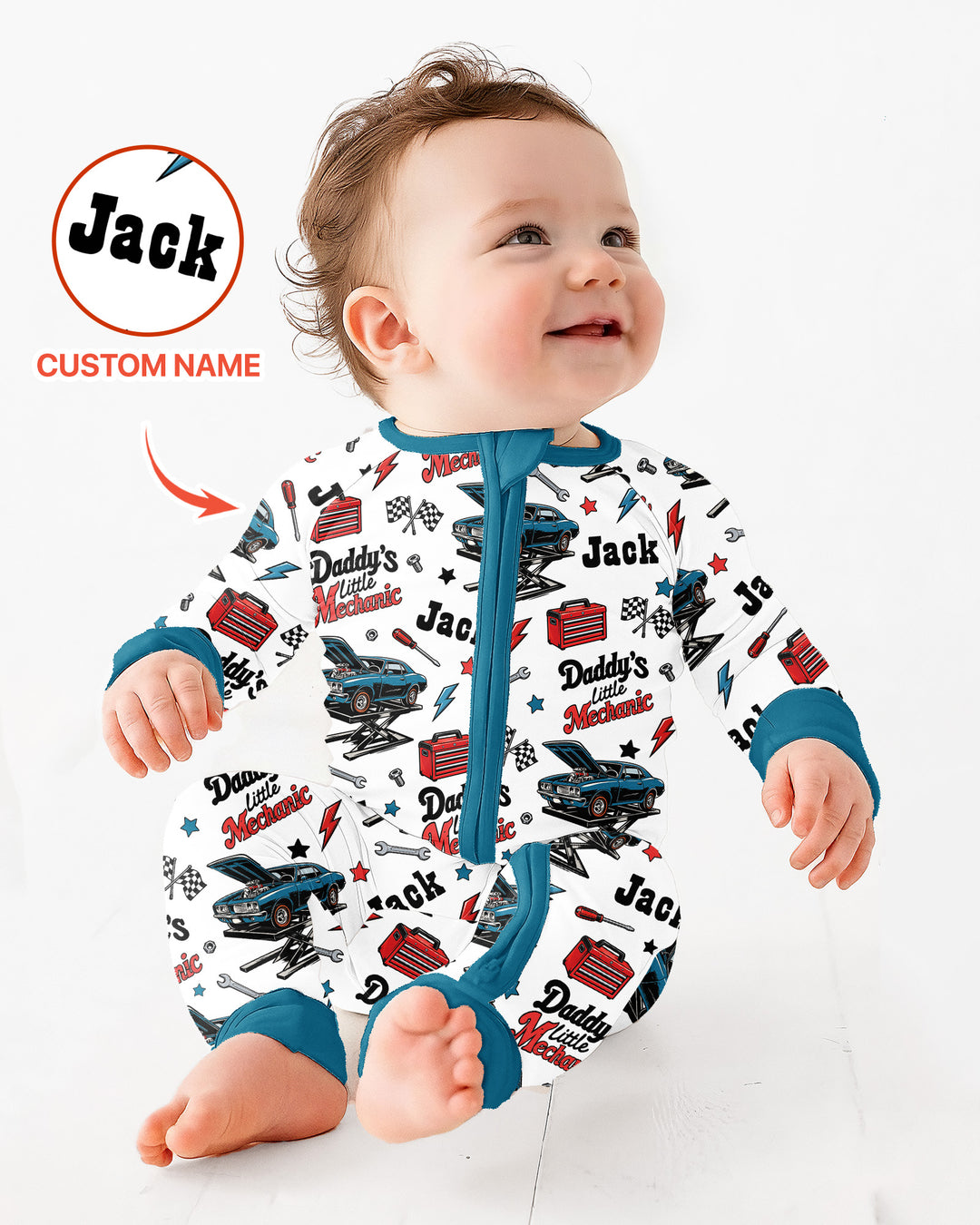 Custom Name Daddy's Little Mechanic Bamboo Convertible Zippy