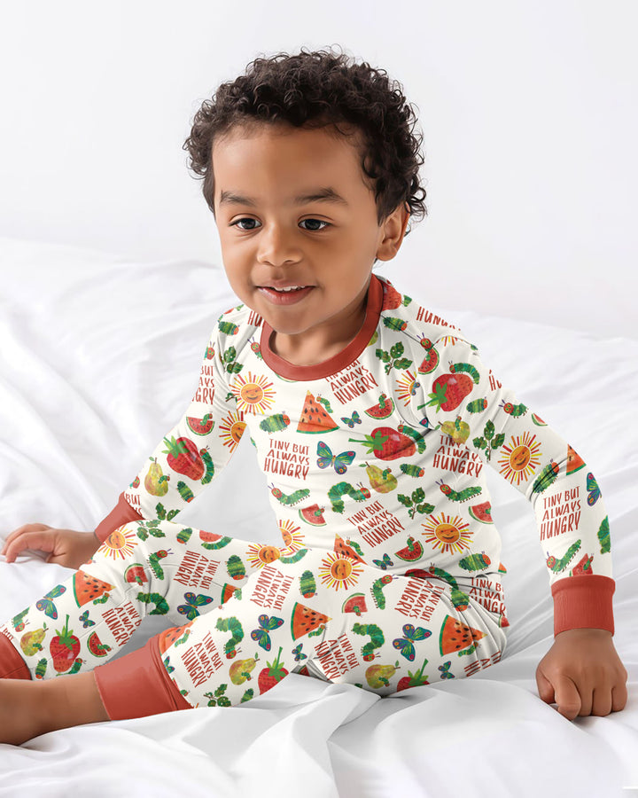 Tiny But Always Hungry Caterpillar Bamboo Two Piece Long Sleeve Pajama Set