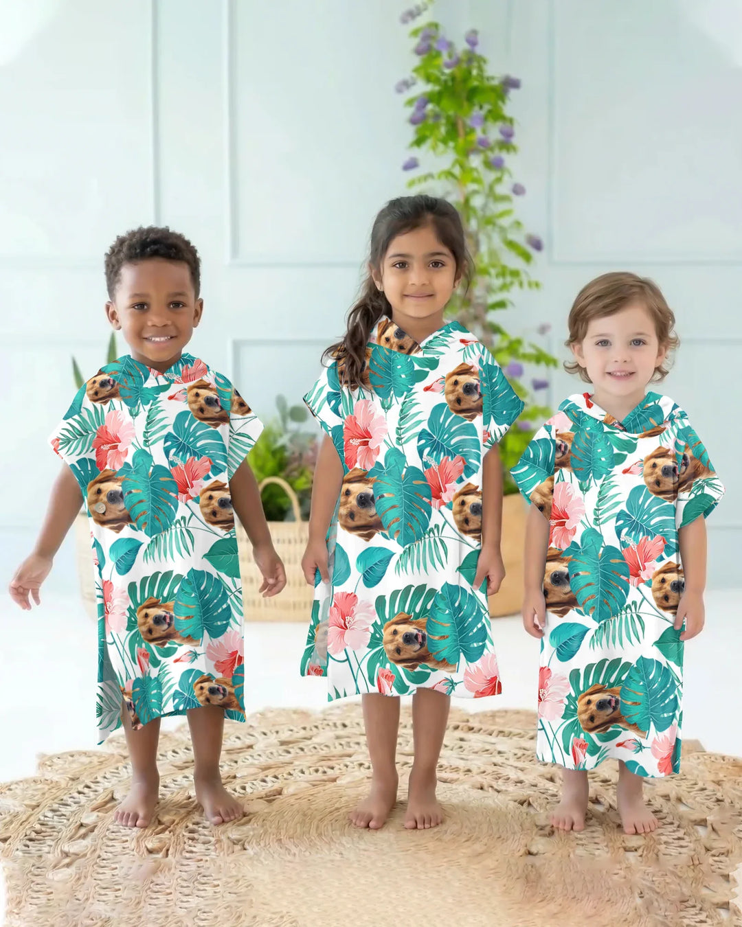 Hawaiianischer Badeponcho für Hunde aus Bambus mit individuellem Foto