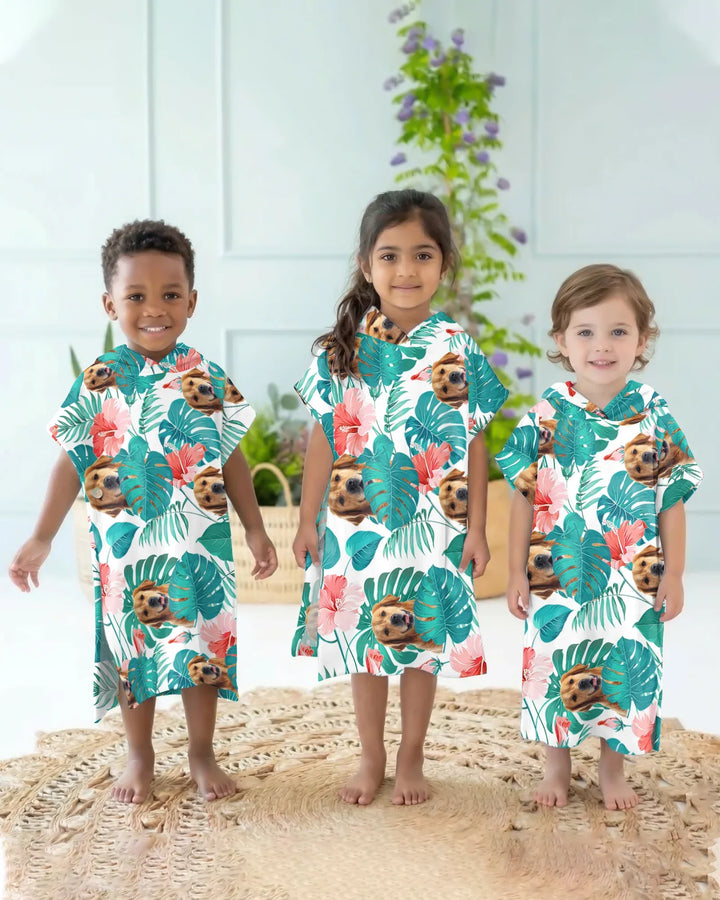 Hawaiianischer Badeponcho für Hunde aus Bambus mit individuellem Foto