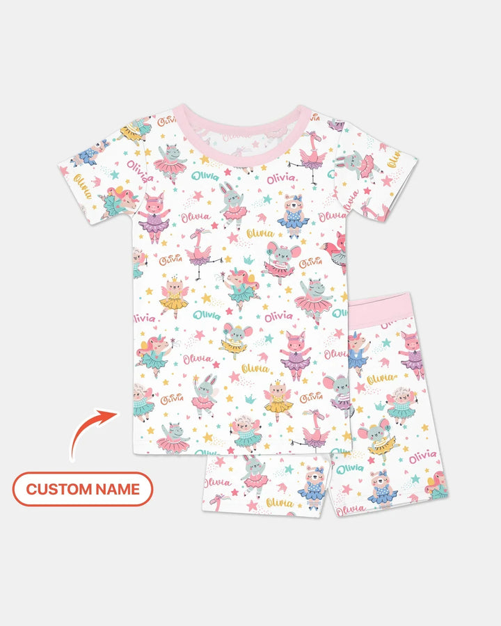 Zweiteiliges Pyjama-Set mit kurzen Ärmeln und Shorts im Sommer-Design
