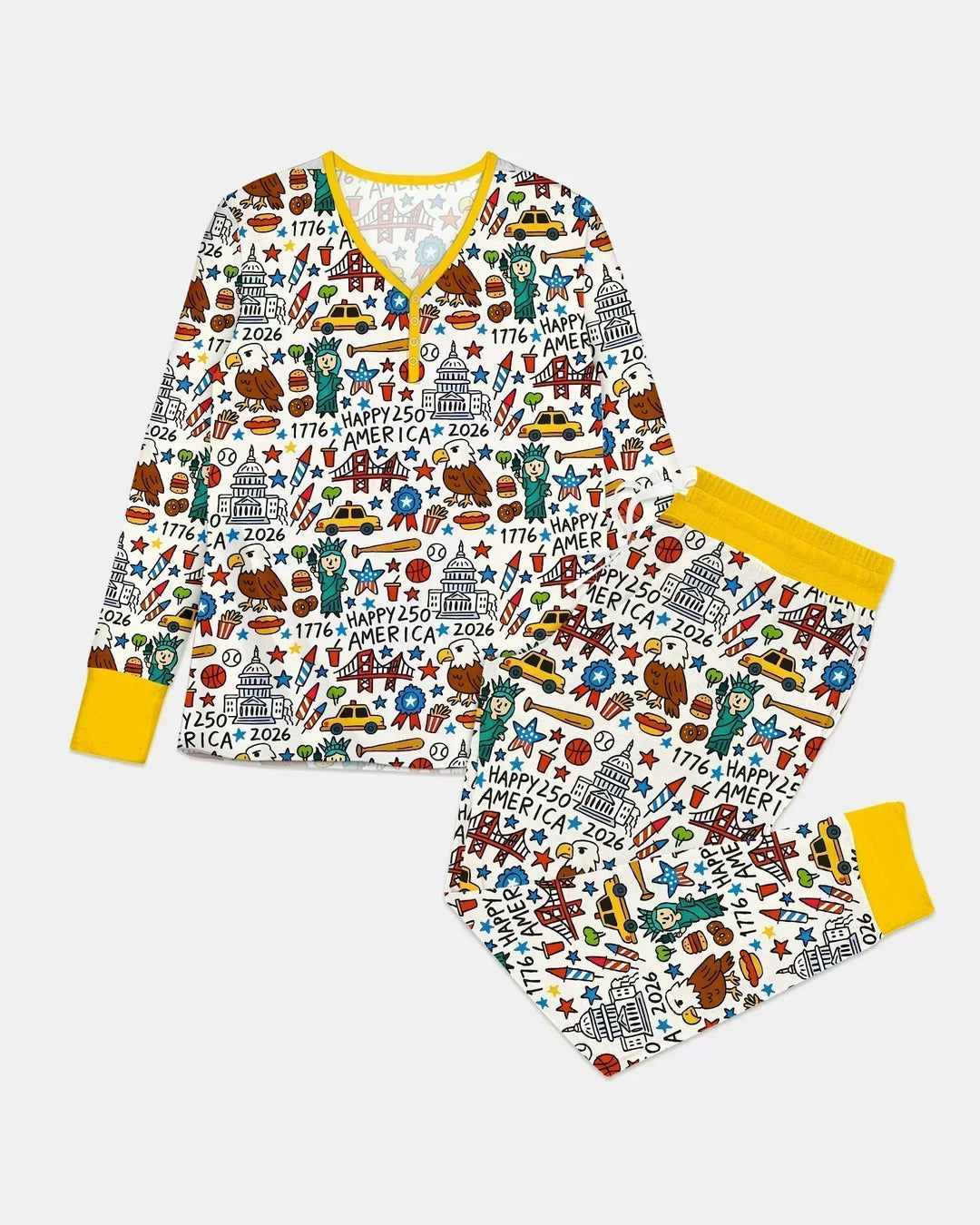 Doodle America 250. Jubiläum Familien-Bambus-Pyjama-Set für Damen