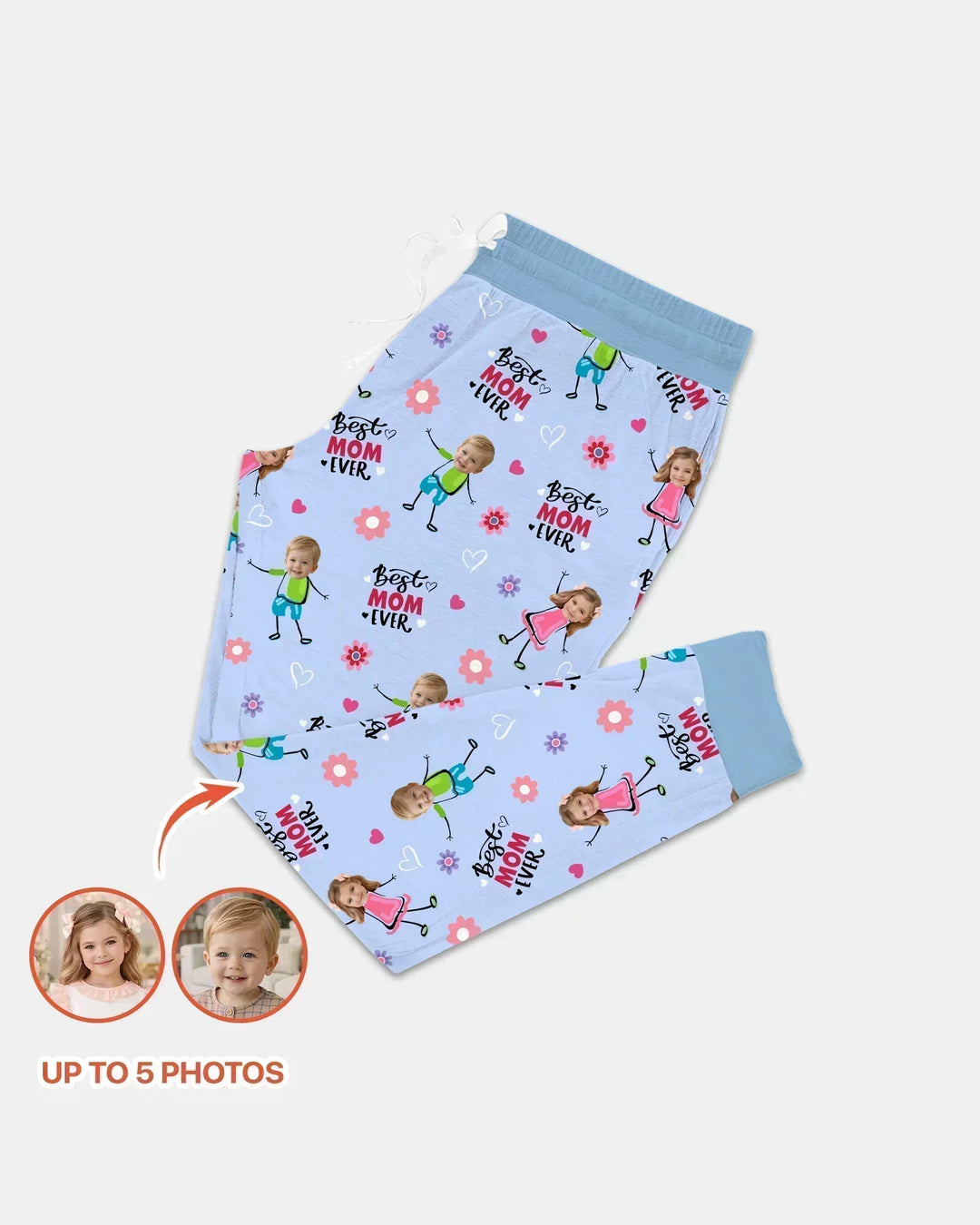 Custom Photo "Best Mom Ever" Doodle Bamboo Women Pajama Set