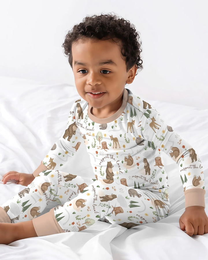 Zweiteiliges Langarm-Pyjama-Set mit Sommerfrüchten