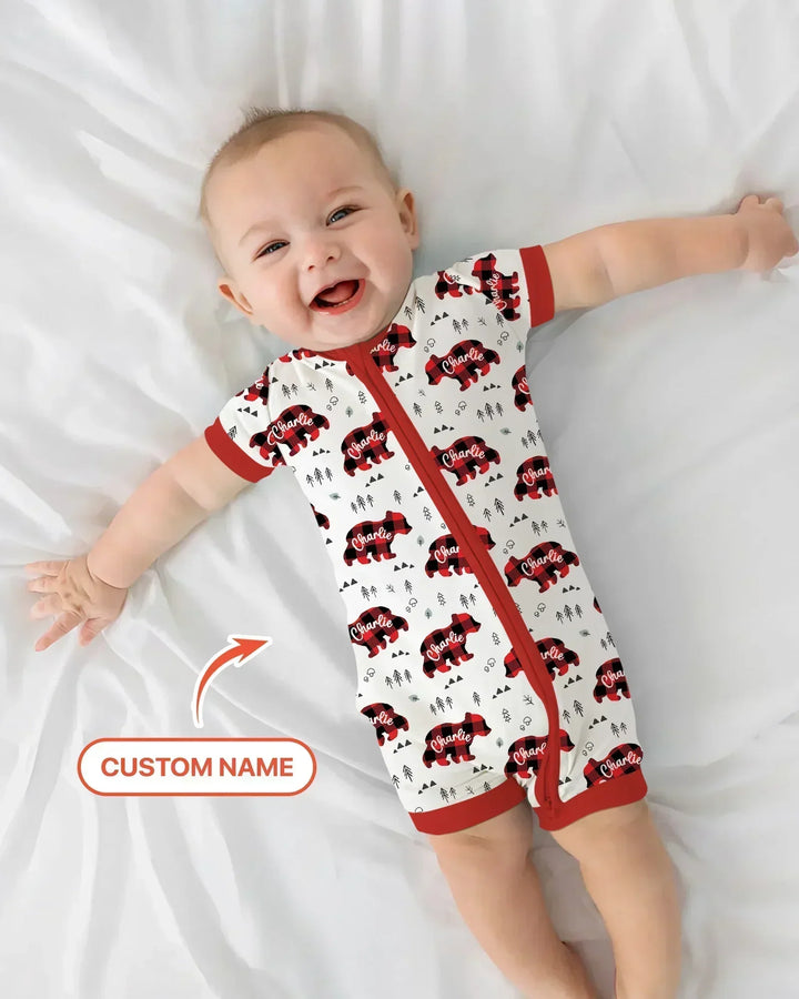 Custom Name Family Bear Matching Bamboo Shorty Zippy
