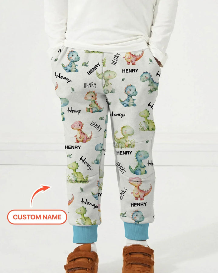 Dinosaur Custom Name Bamboo Jogger