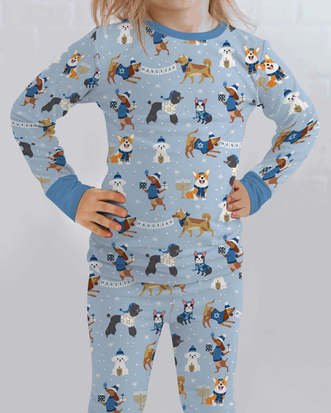 Hanukkah Dogs Bamboo Two Piece Long Sleeve Pajama Set