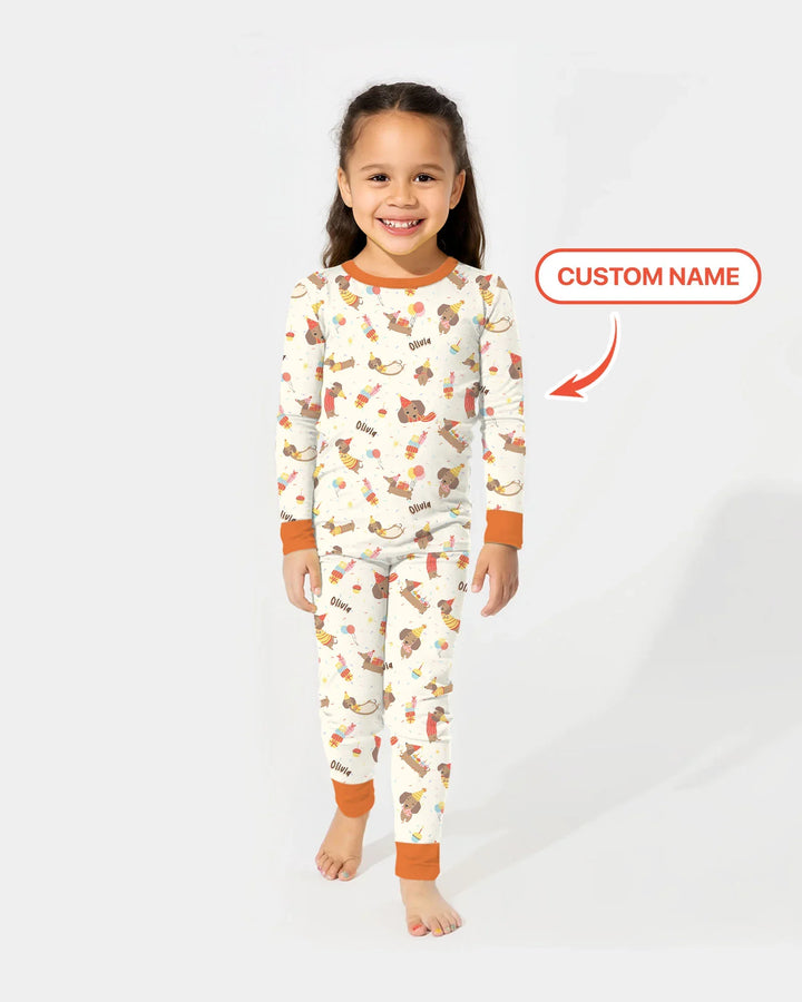 Zweiteiliges Langarm-Pyjama-Set mit Sommerfrüchten