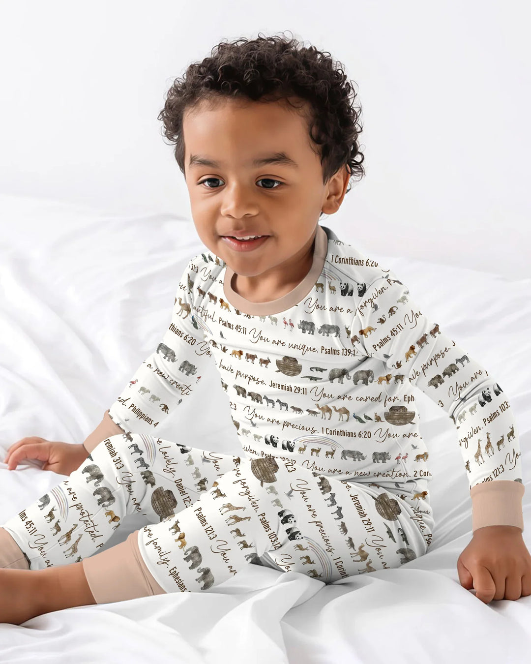 Biblical Noah's Ark Bamboo Two Piece Long Sleeve Pajama Set