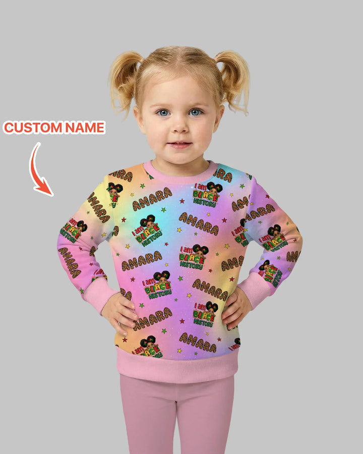 Personalisierter Name "I Am Black History" Individuelles Bambus-Rundhals-Sweatshirt