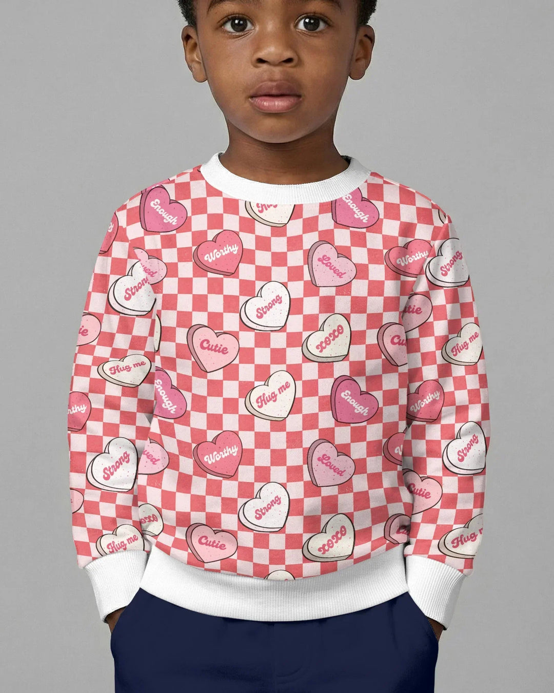 Valentine in Hearts Bambus Rundhals-Sweatshirt