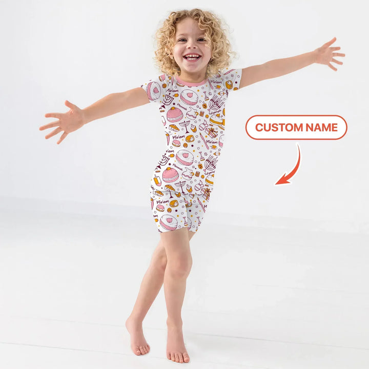 Zweiteiliges Pyjama-Set mit kurzen Ärmeln und Shorts im Sommer-Design