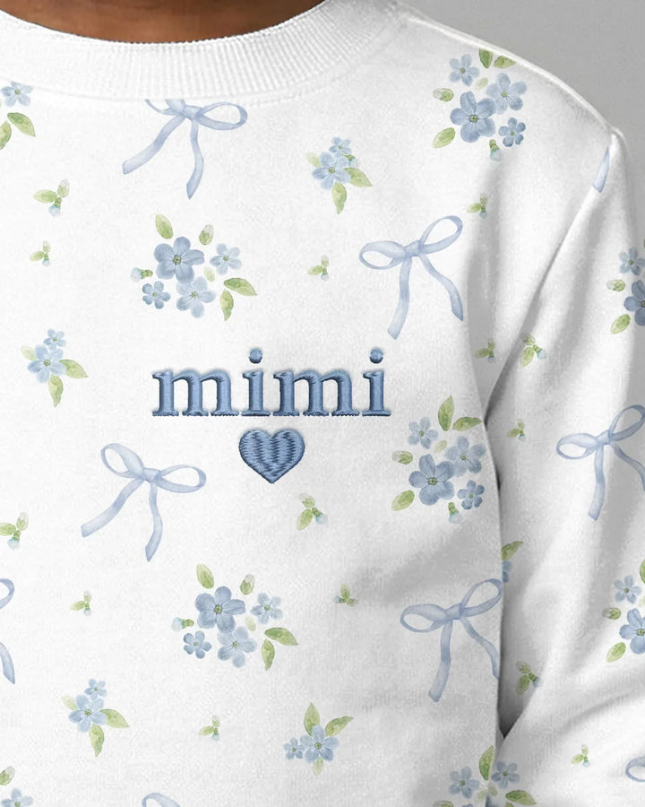 Mommy and Me Passendes besticktes Baby-Bambus-Rundhals-Sweatshirt