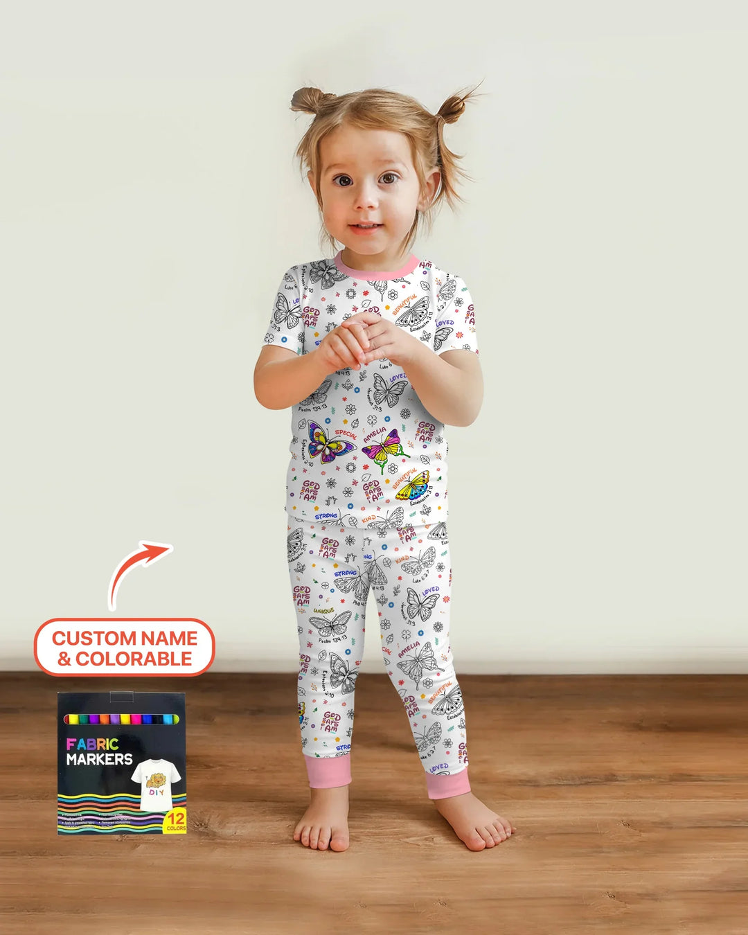 Zweiteiliges, kurzärmliges Pyjama-Set mit Marienkäfern