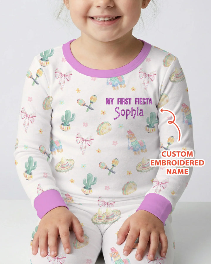 Zweiteiliges Langarm-Pyjama-Set mit Sommerfrüchten