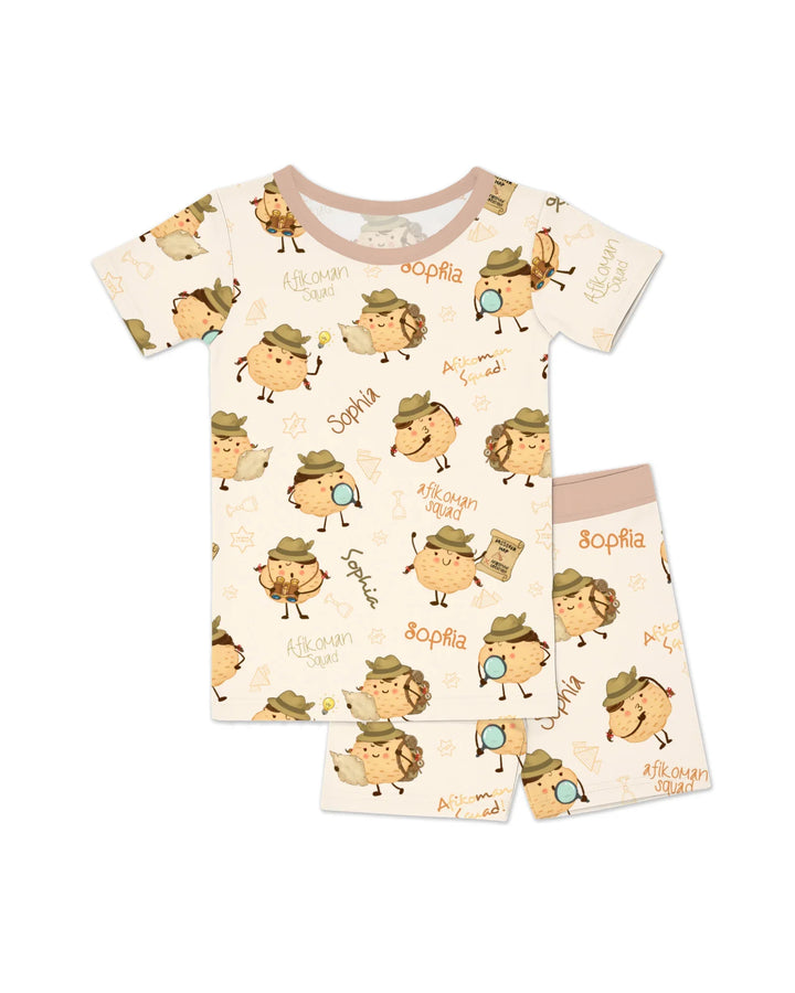 Zweiteiliges Pyjama-Set mit kurzen Ärmeln und Shorts im Sommer-Design