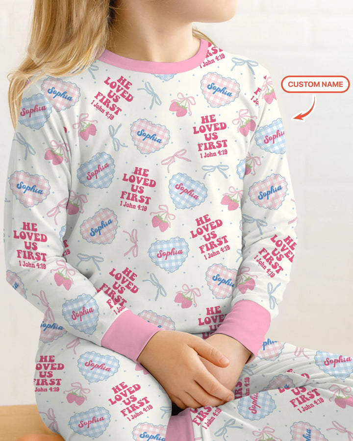 Zweiteiliges Langarm-Pyjama-Set mit Sommerfrüchten