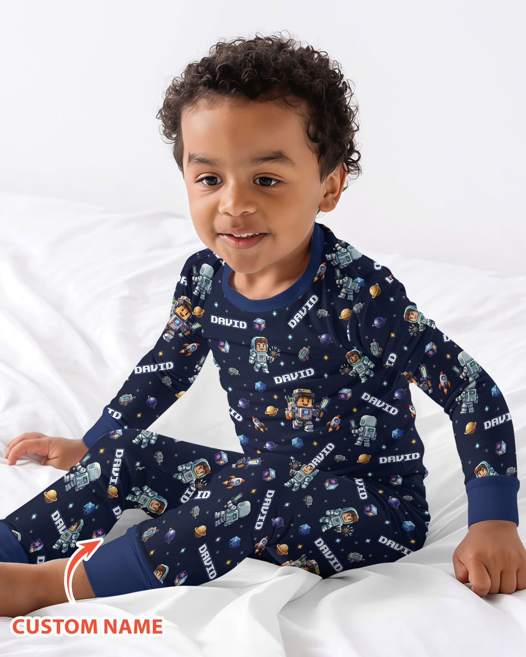 Blocky Universe Bamboo Two Piece Long Sleeve Pajama Set