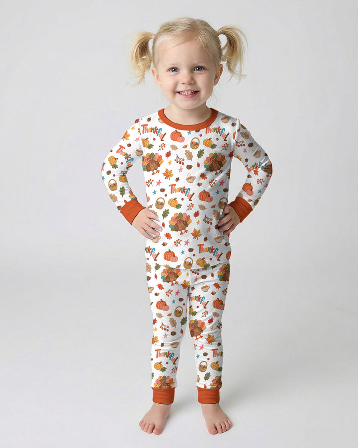 Thankful Turkey Bamboo Two Piece Long Sleeve Pajama Set
