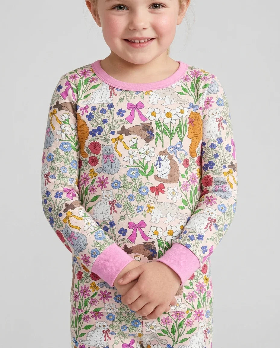 Zweiteiliges Langarm-Pyjama-Set mit Sommerfrüchten