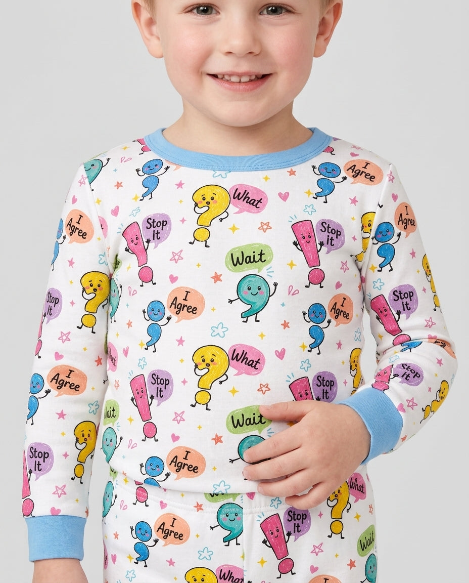 Punctuation Emotion Two Piece Long Sleeve Pajama Set