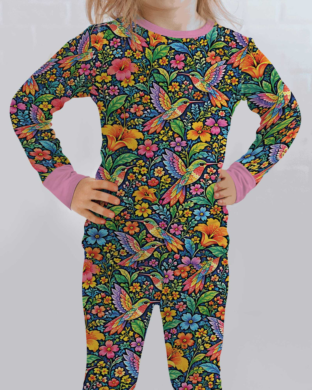 Hummingbird Paradise Bamboo Two Piece Long Sleeve Pajama Set