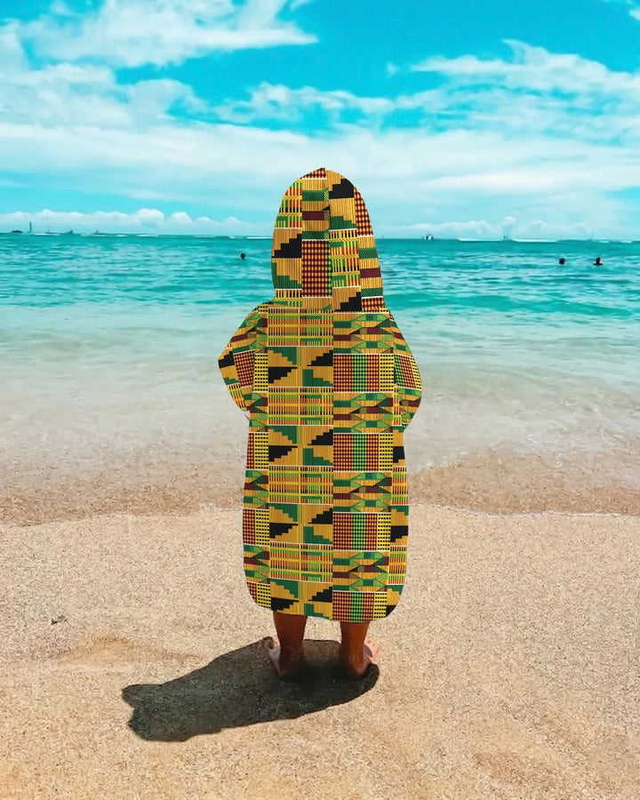 Kente Vibes Familien-Badeponcho aus Bambus