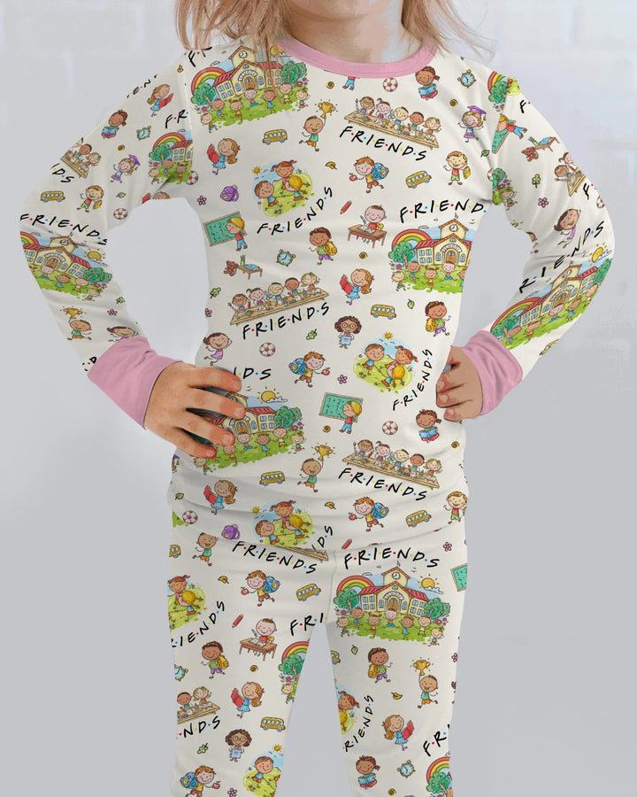 Zweiteiliges Langarm-Pyjama-Set mit Sommerfrüchten