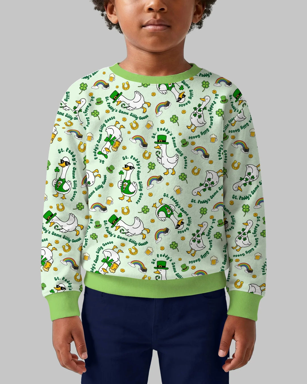 St. Patrick's Day Alberne Gans Bambus Rundhals-Sweatshirt