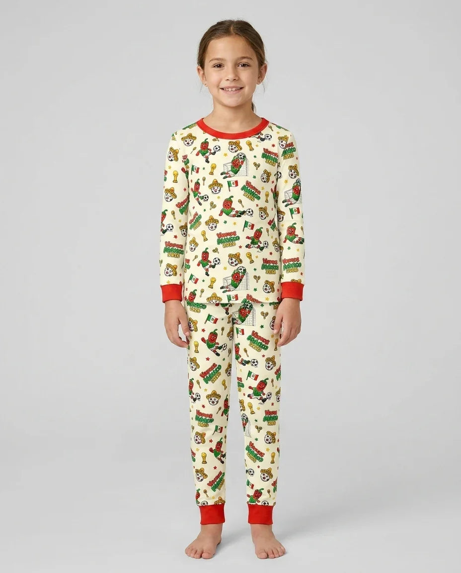 Zweiteiliges Langarm-Pyjama-Set mit Sommerfrüchten