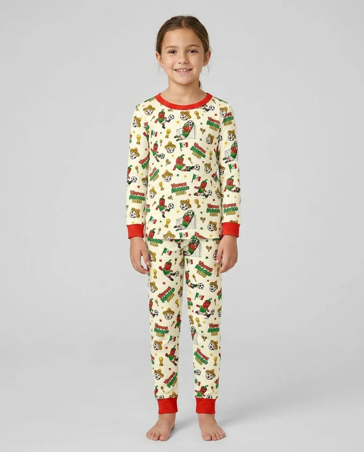 Zweiteiliges Langarm-Pyjama-Set mit Sommerfrüchten