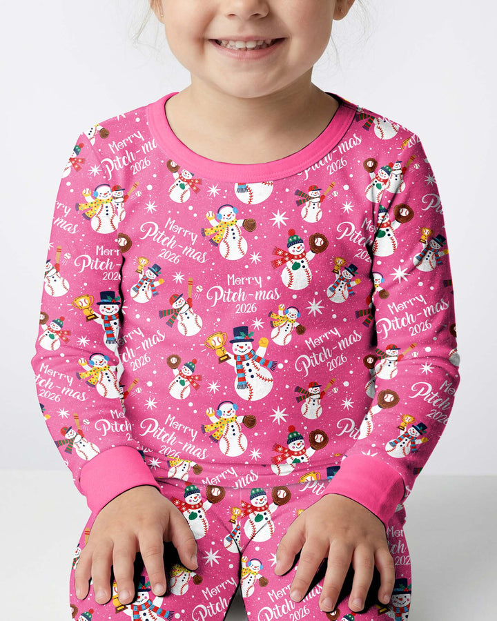 Baseball Christmas Non-custom version Bamboo Two Piece Long Sleeve Pajama Set