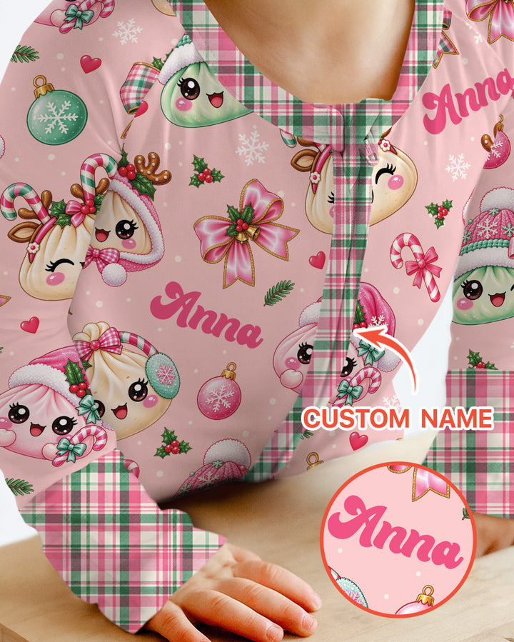 Custom Name Kawaii Christmas Dumpling Bamboo Convertible Zippy
