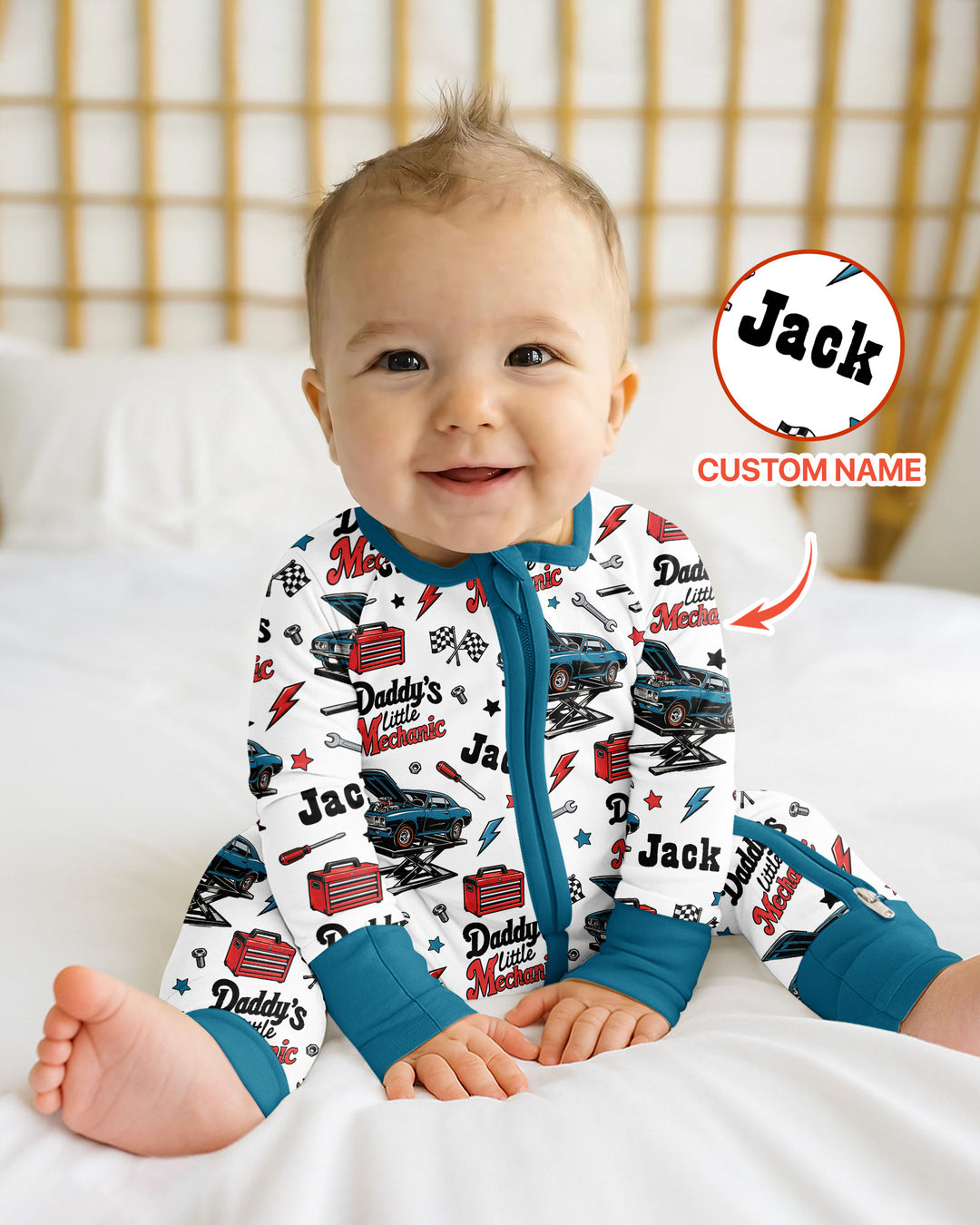 Custom Name Daddy's Little Mechanic Bamboo Convertible Zippy